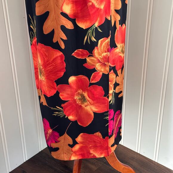 Vintage 90s Boho Black Floral Maxi Skirt 4 - Picture 4 of 8